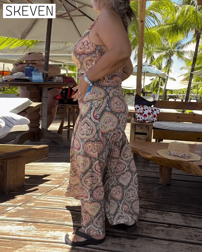 Strapless Heart Holiday Print Swimsuit