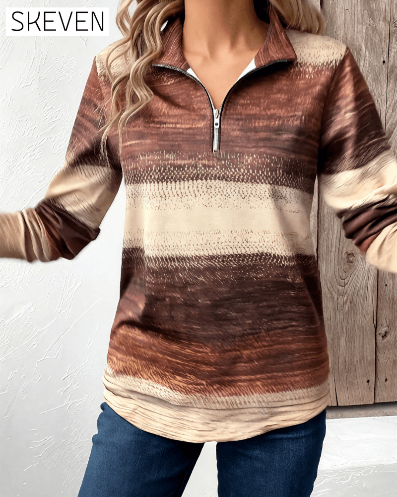 Sweatshirt mit Stehkragen und halbem Reißverschluss, Farbverlauf