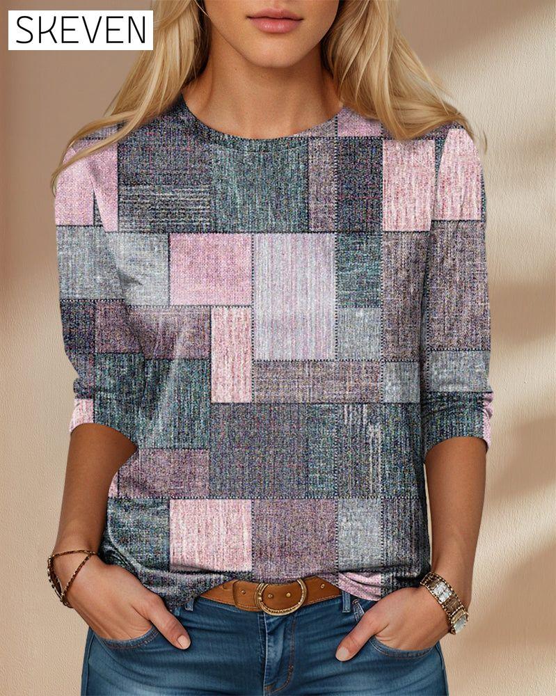 Langarmshirt mit Farbblock-Karo