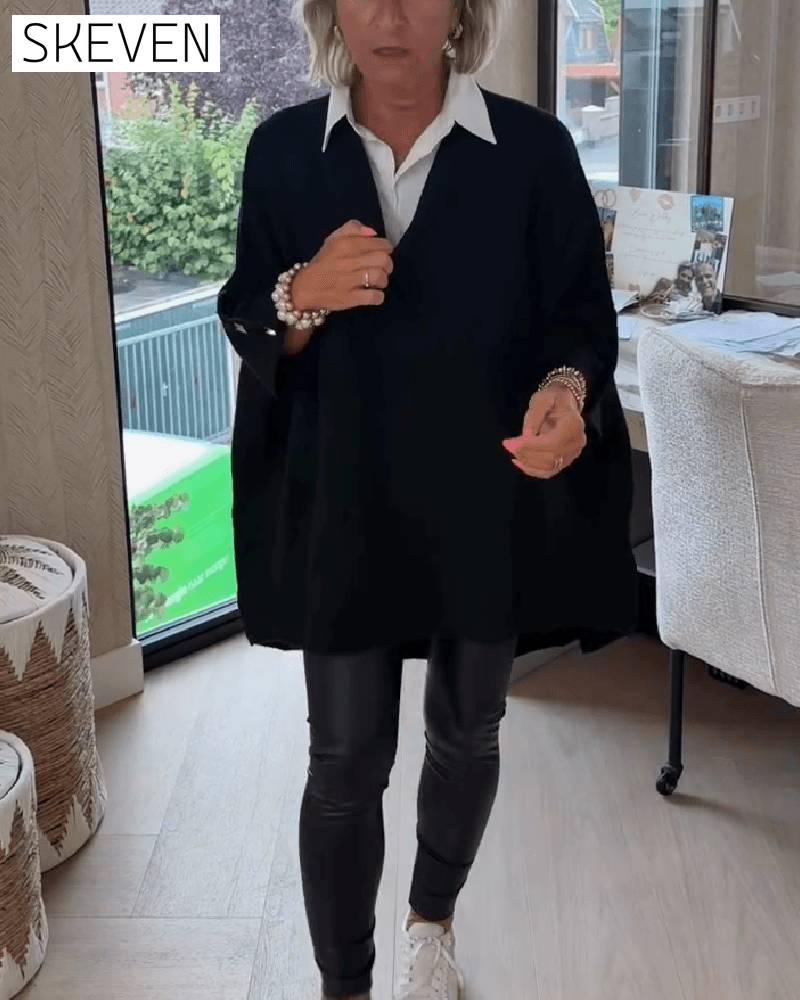 V-Neck Buttoned Asymmetrical Jumper