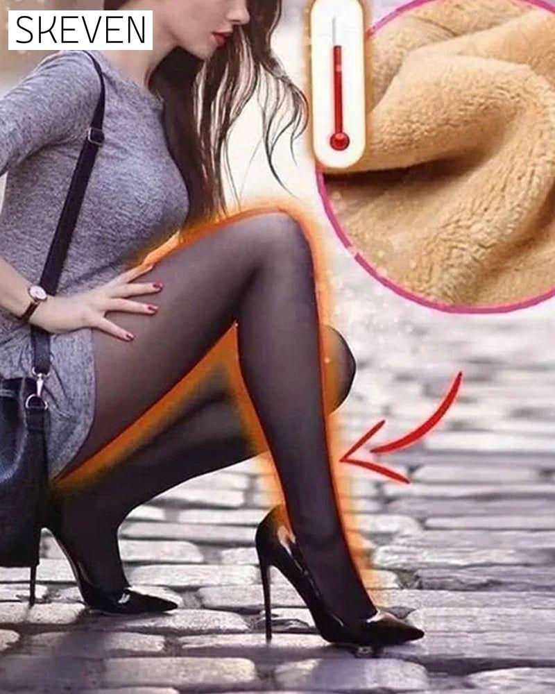 Makellose Beine, künstliche, durchscheinende, warme, plüschgefütterte elastische Strumpfhose 