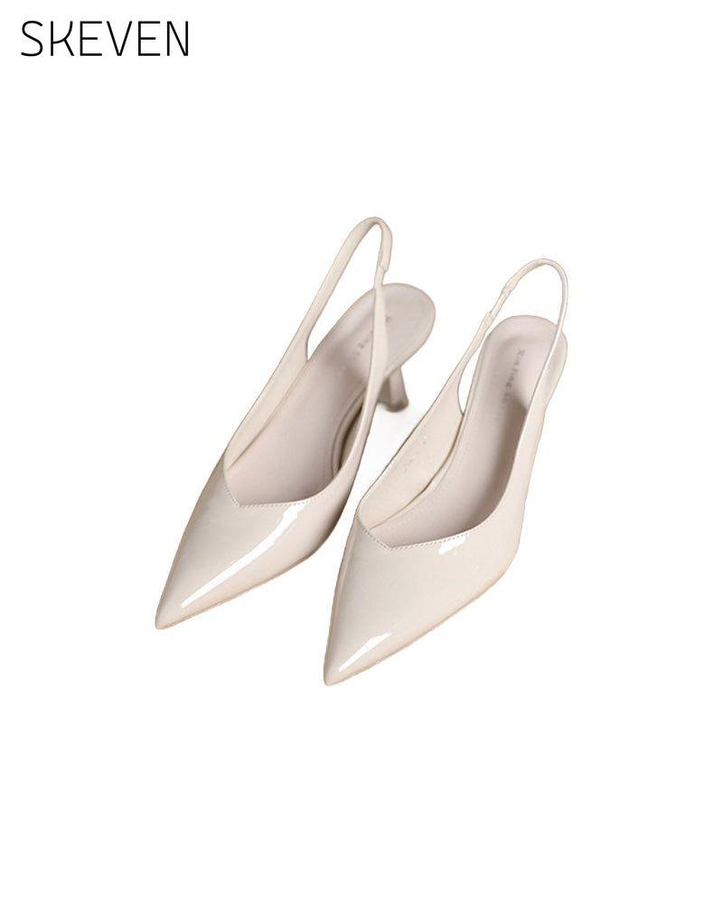 einfarbige, elegante, spitze High Heels