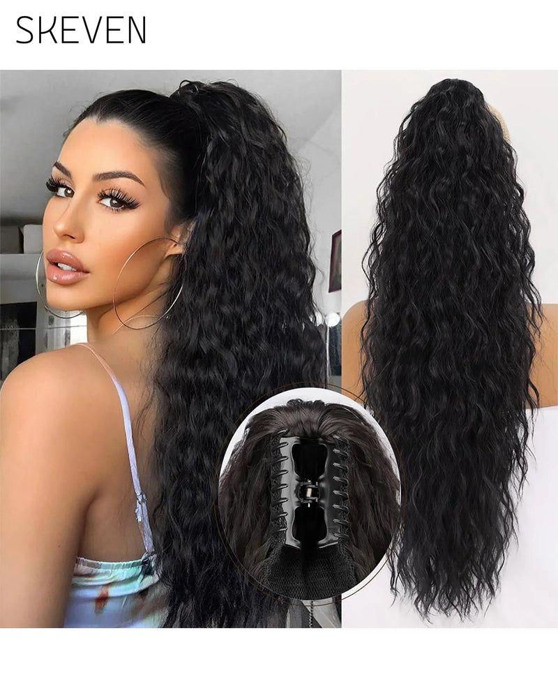 Extension de cheveux bouclés, ondulés et frisés avec queue de cheval