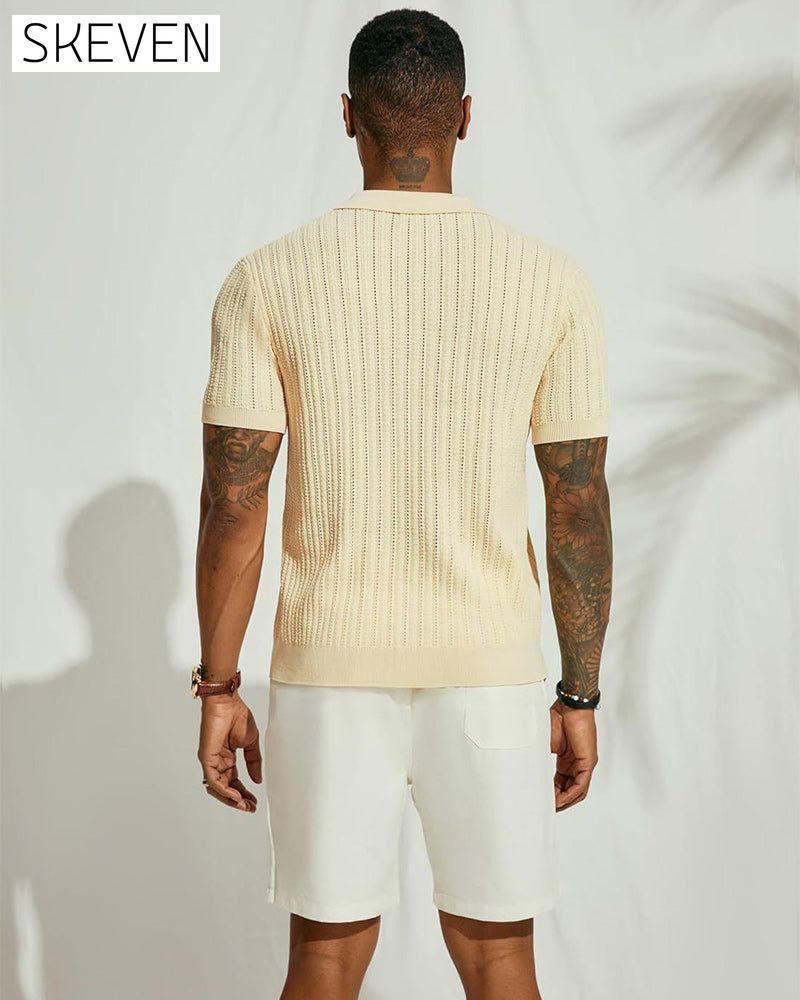 Solid Color Hollow Breathable Men's Shirt