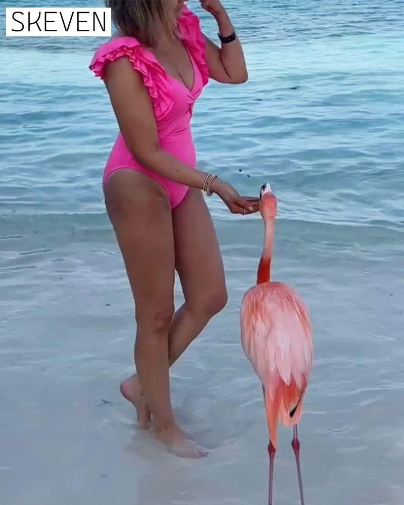 Sexy ruffled one-piece swimsuit