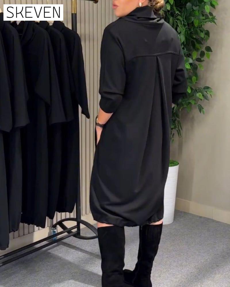 Stylish 3/4 Sleeve Cowl Neck Dress