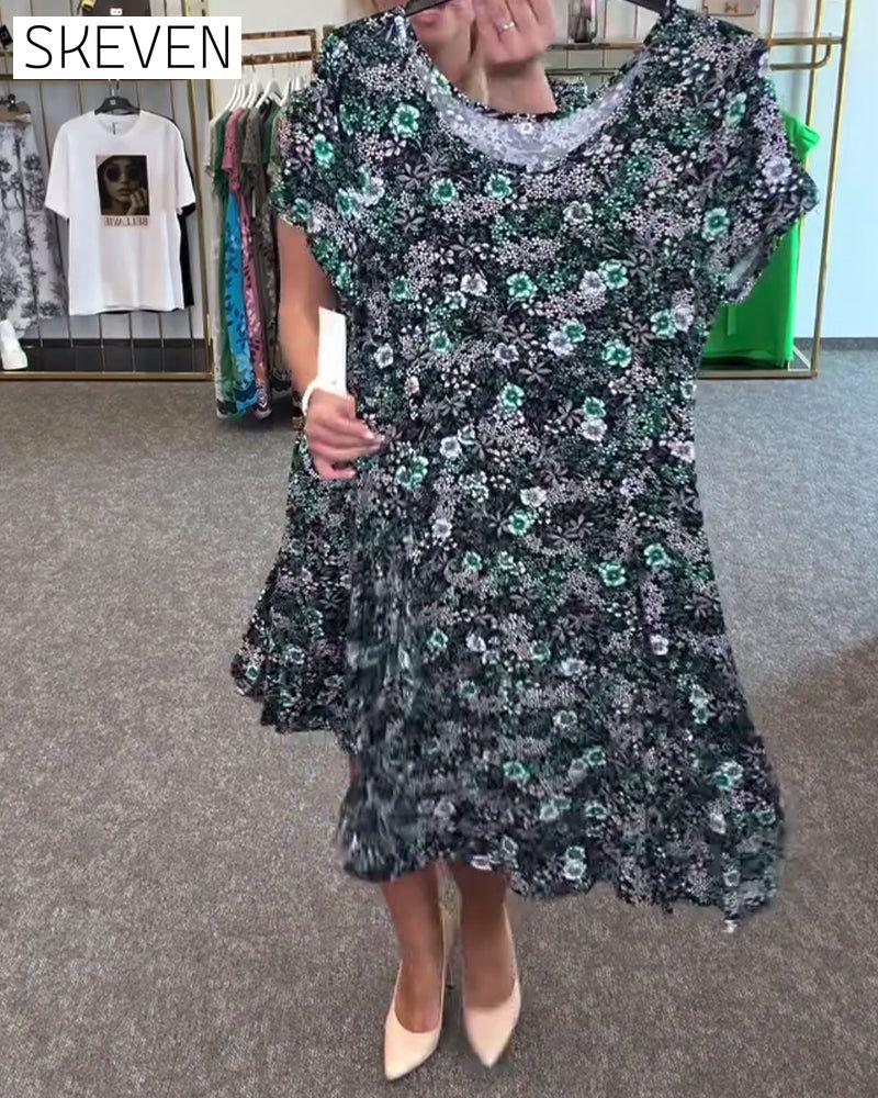 Temperament Slim Waist Printed Dress