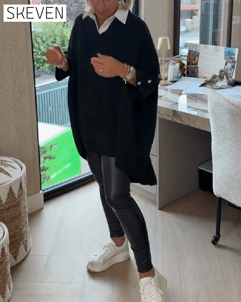 V-Neck Buttoned Asymmetrical Jumper