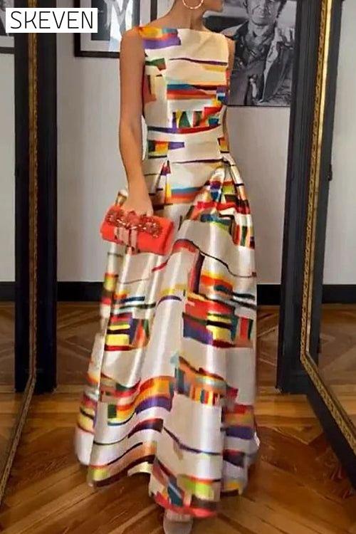Rosiedress Open Back Sleeveless Printed Maxi Swing Dress Print BESTSELLERS hot sale