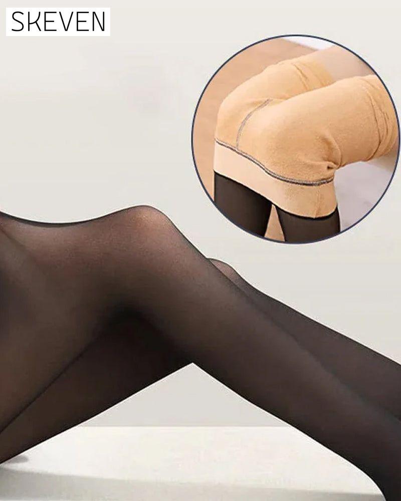 Makellose Beine, künstliche, durchscheinende, warme, plüschgefütterte elastische Strumpfhose 