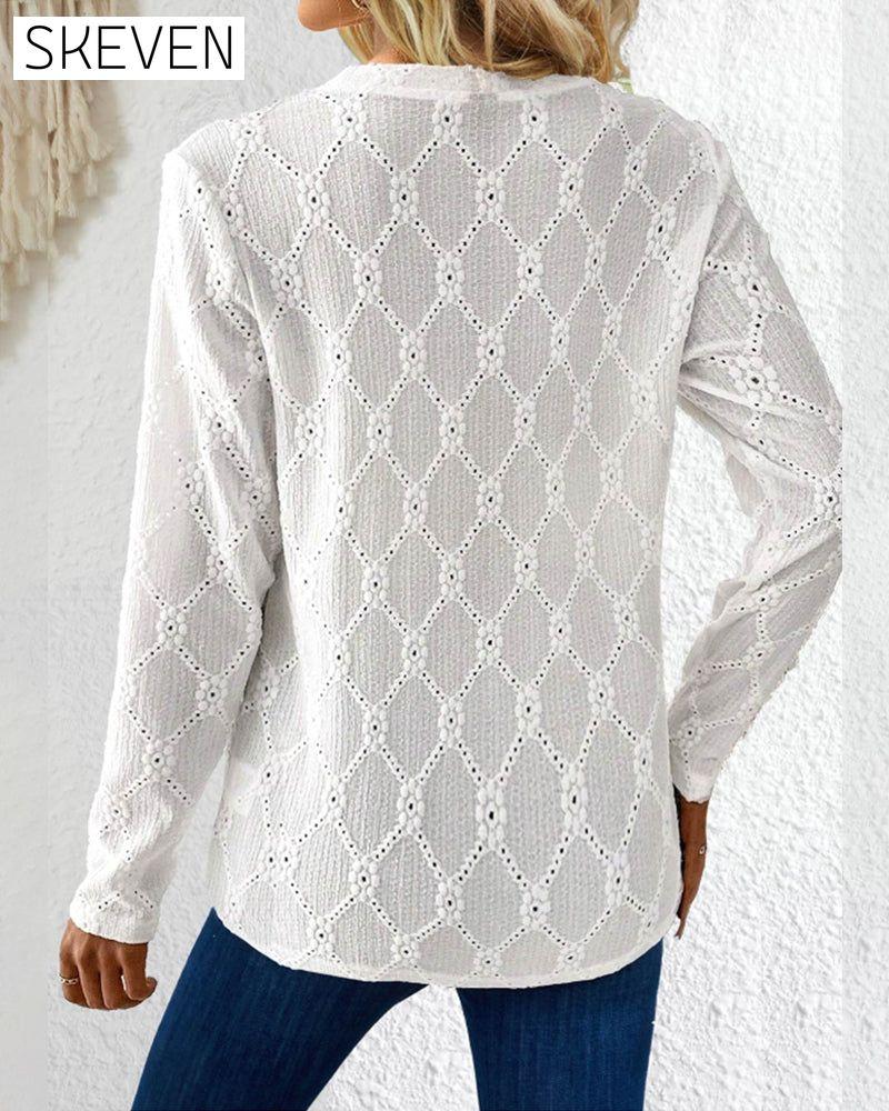 Langarmshirt mit Knopfleiste und Print