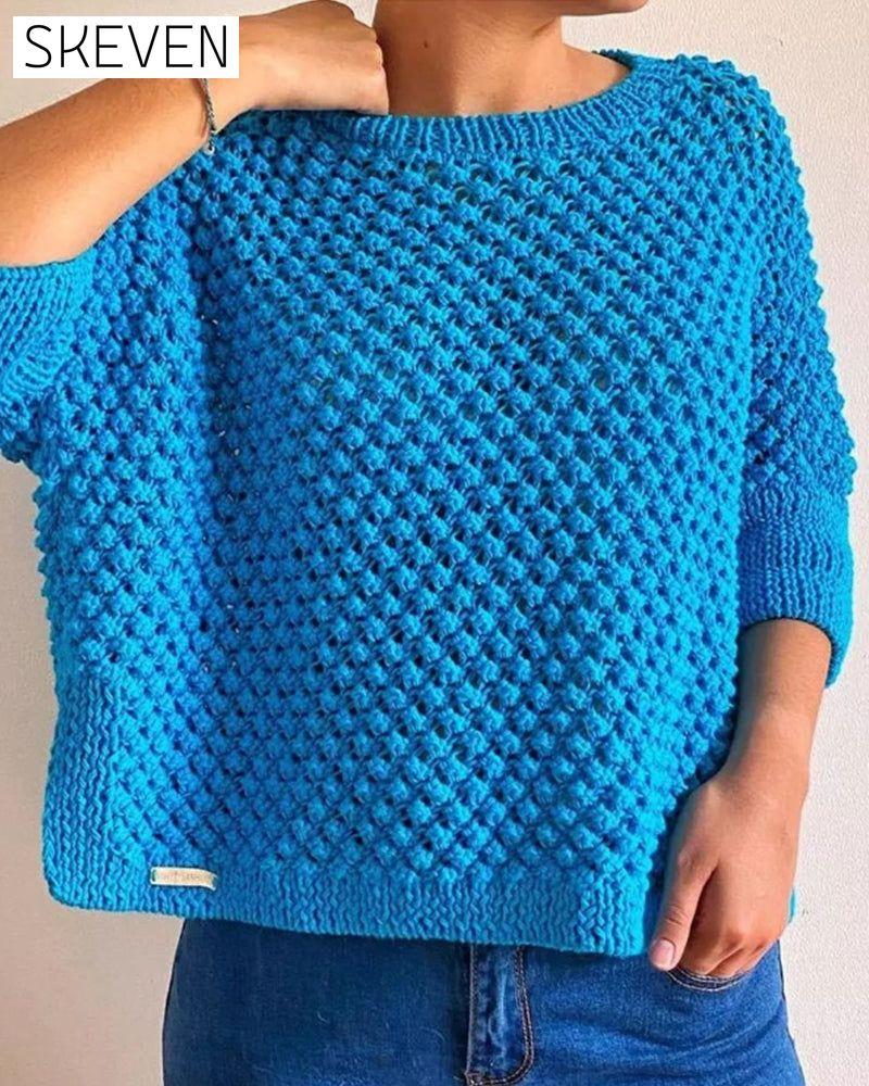 Rundhals-Pullover in Unifarbe, locker geschnitten