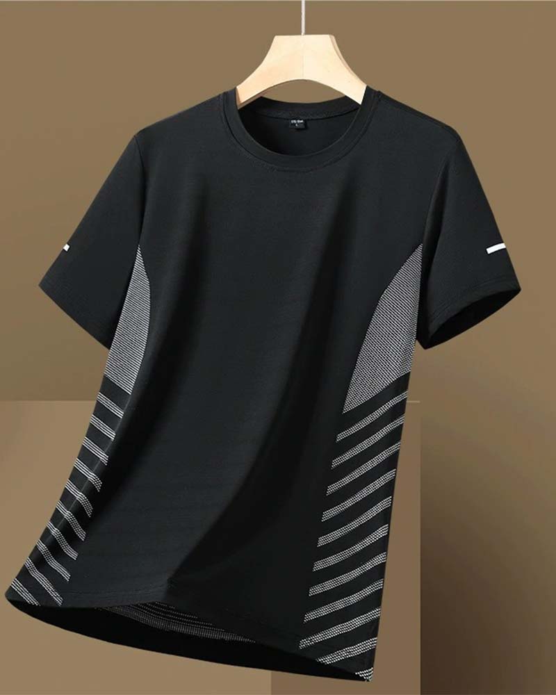 Side Stripe Men's Ice Silk T-Shirt