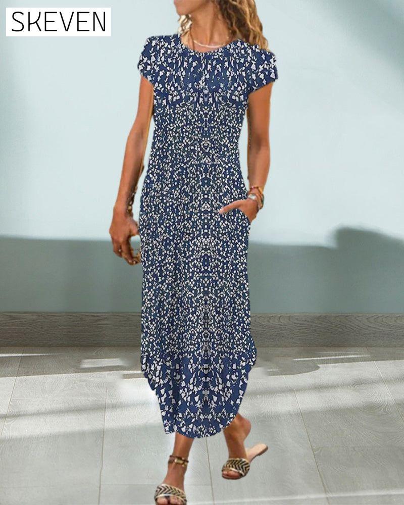Bedrucktes Kleid mit Rundhalsausschnitt