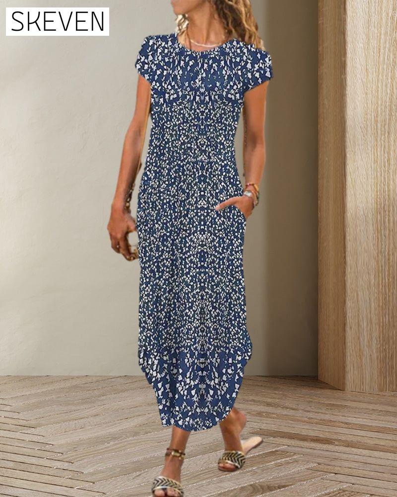 Bedrucktes Kleid mit Rundhalsausschnitt