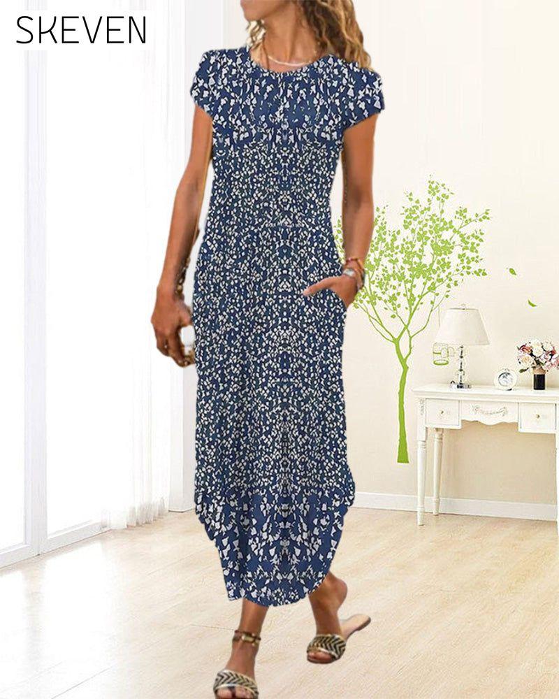 Bedrucktes Kleid mit Rundhalsausschnitt