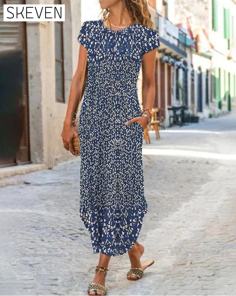 Bedrucktes Kleid mit Rundhalsausschnitt