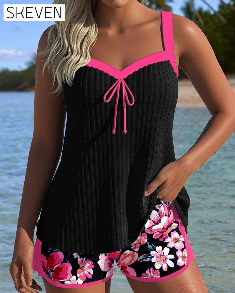 Sport-Boxershorts mit V-Ausschnitt und Print, Tankini