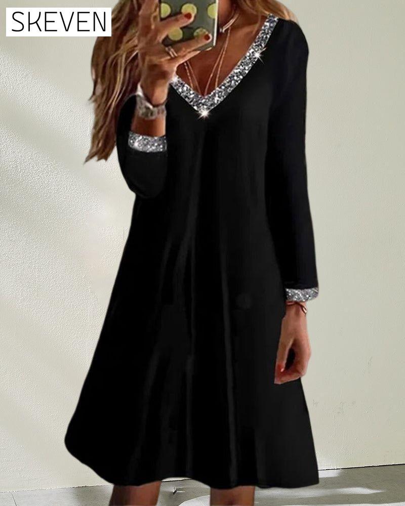 Long Sleeved V-Neckline Dress 2022 F/W 23BF Casual Dresses christmas Clothes Dresses Evening Dresses Party Dresses Spring Summer