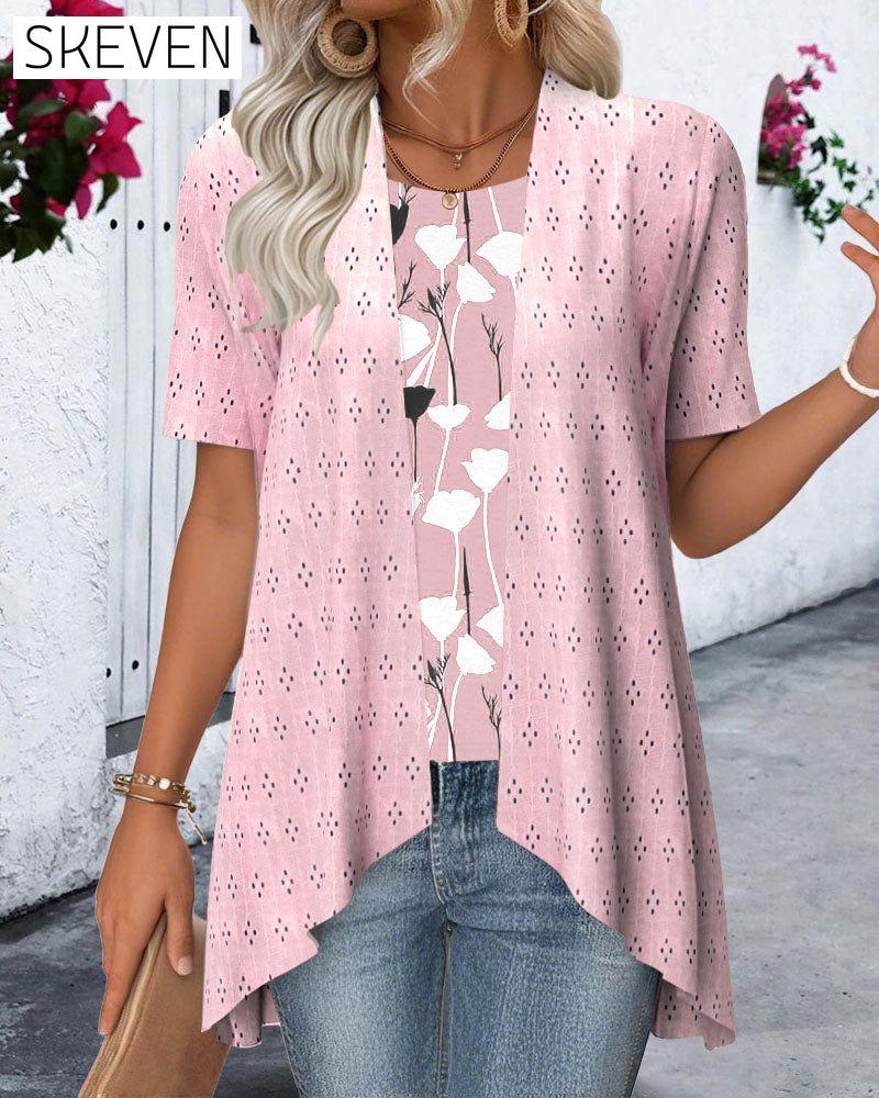 Fake Two-piece Printed Blouse