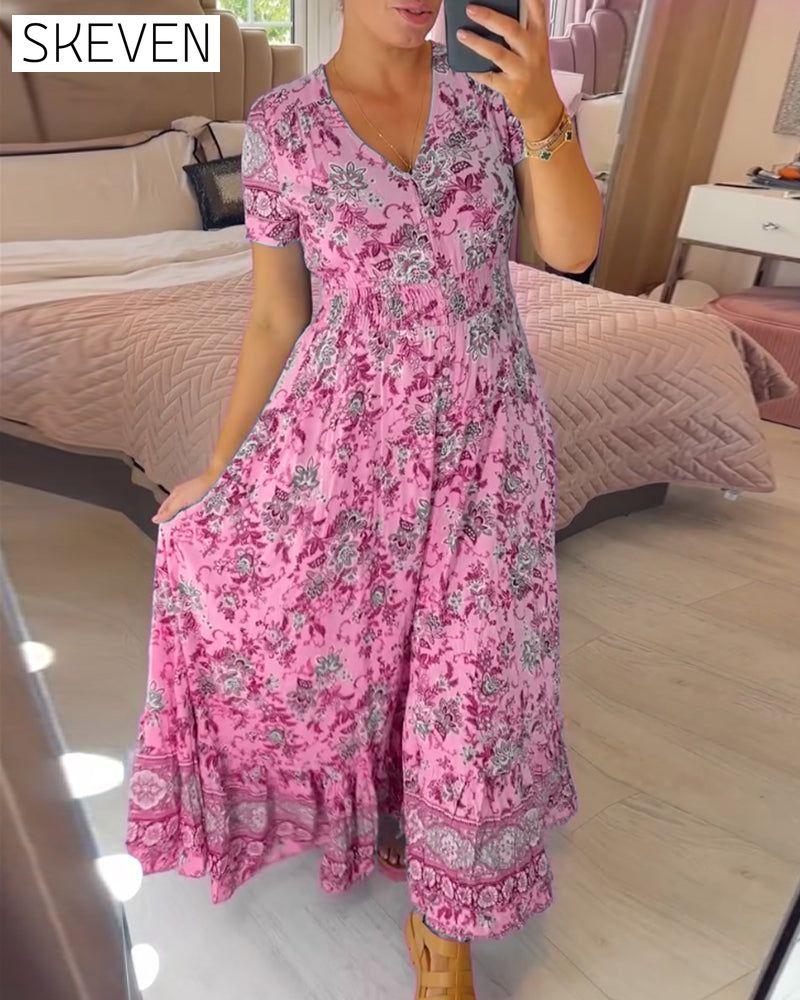 Floral print v-neck dress