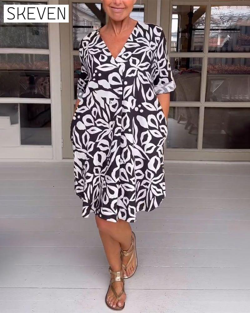 Printed v-neck dress