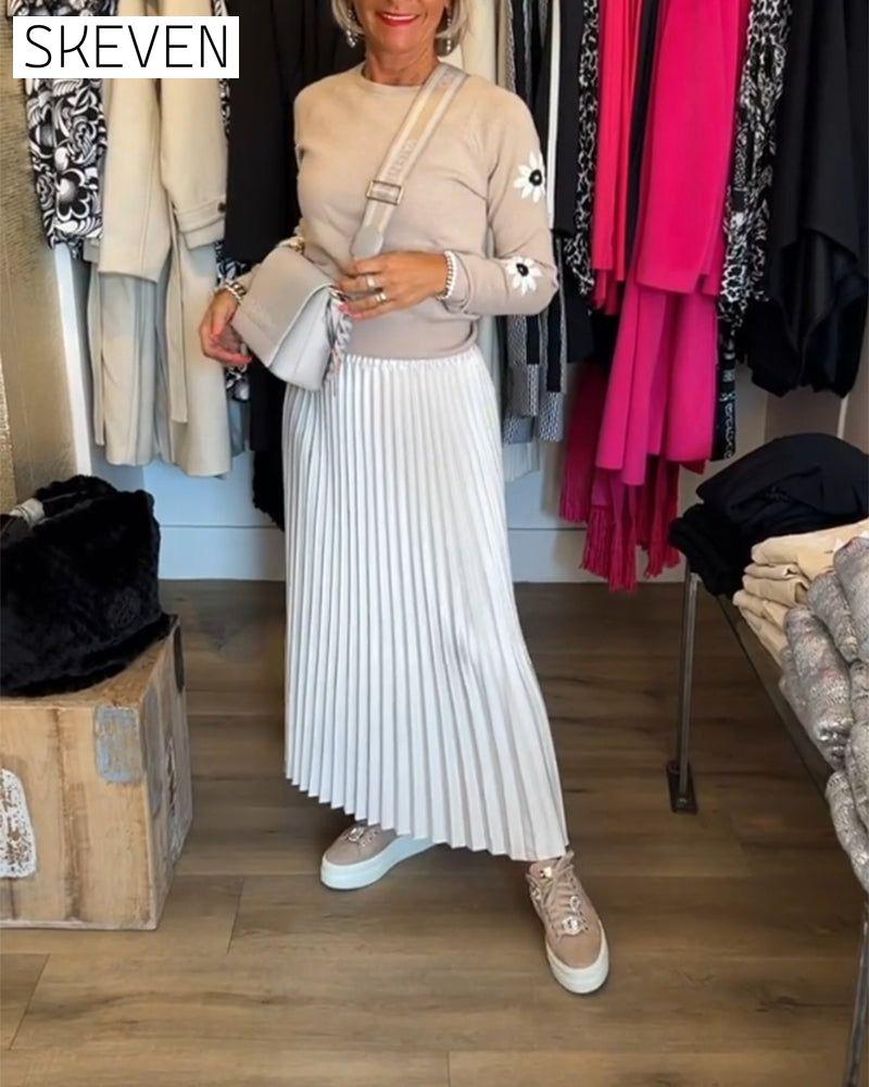 Pleated solid color dress