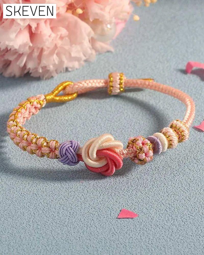 Bracelet with knot of peach blossoms