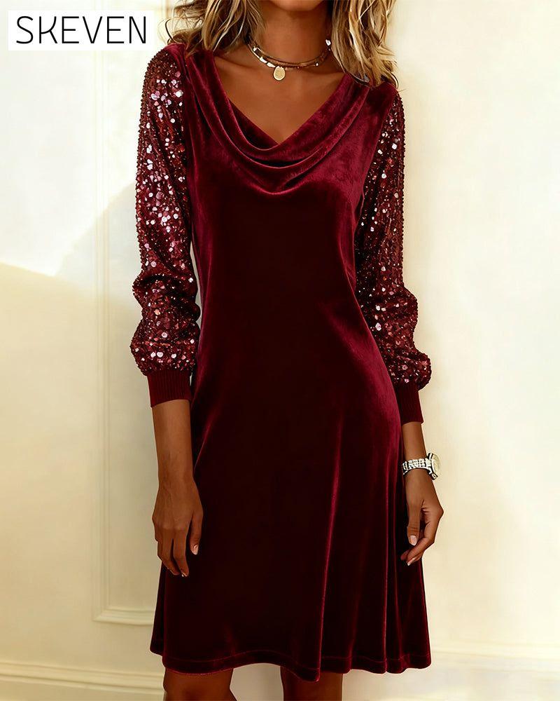 Elegant Velvet And Sequined Dress