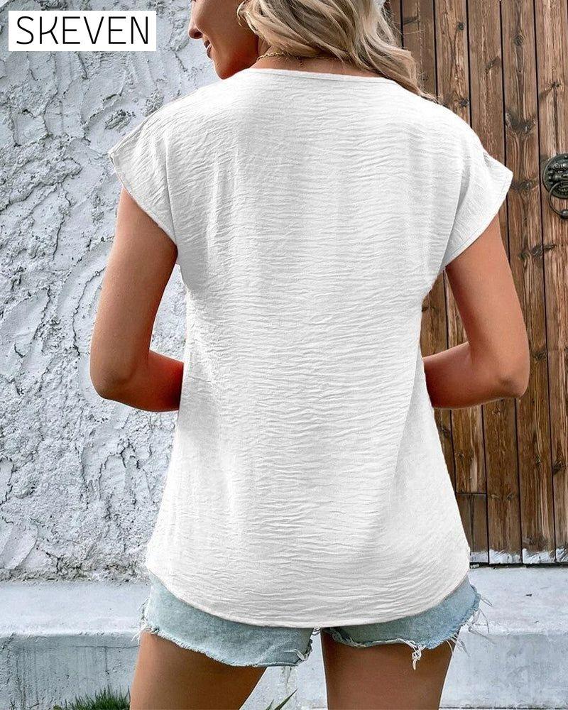 Kurzarm-T-Shirt mit V-Ausschnitt