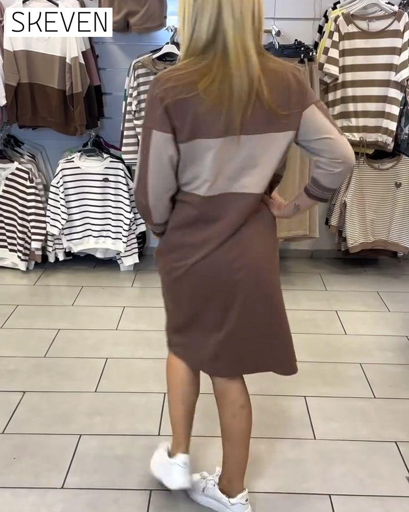 Contrast Color Panel Dress