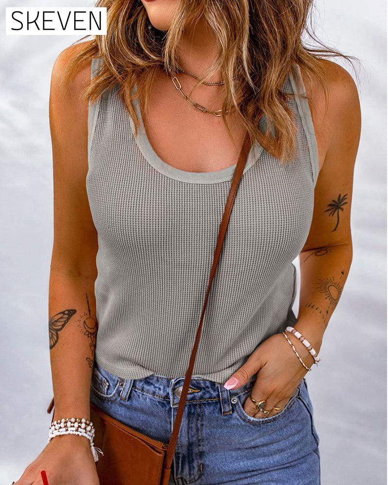 Solid color u-neck tank top