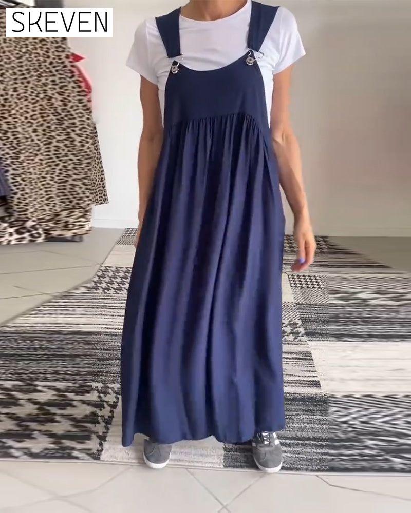 Lässiges einfarbiges Trägerkleid