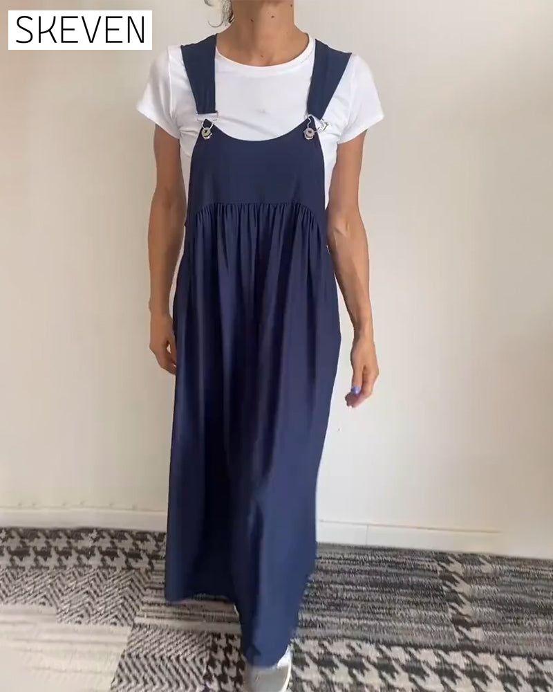 Lässiges einfarbiges Trägerkleid