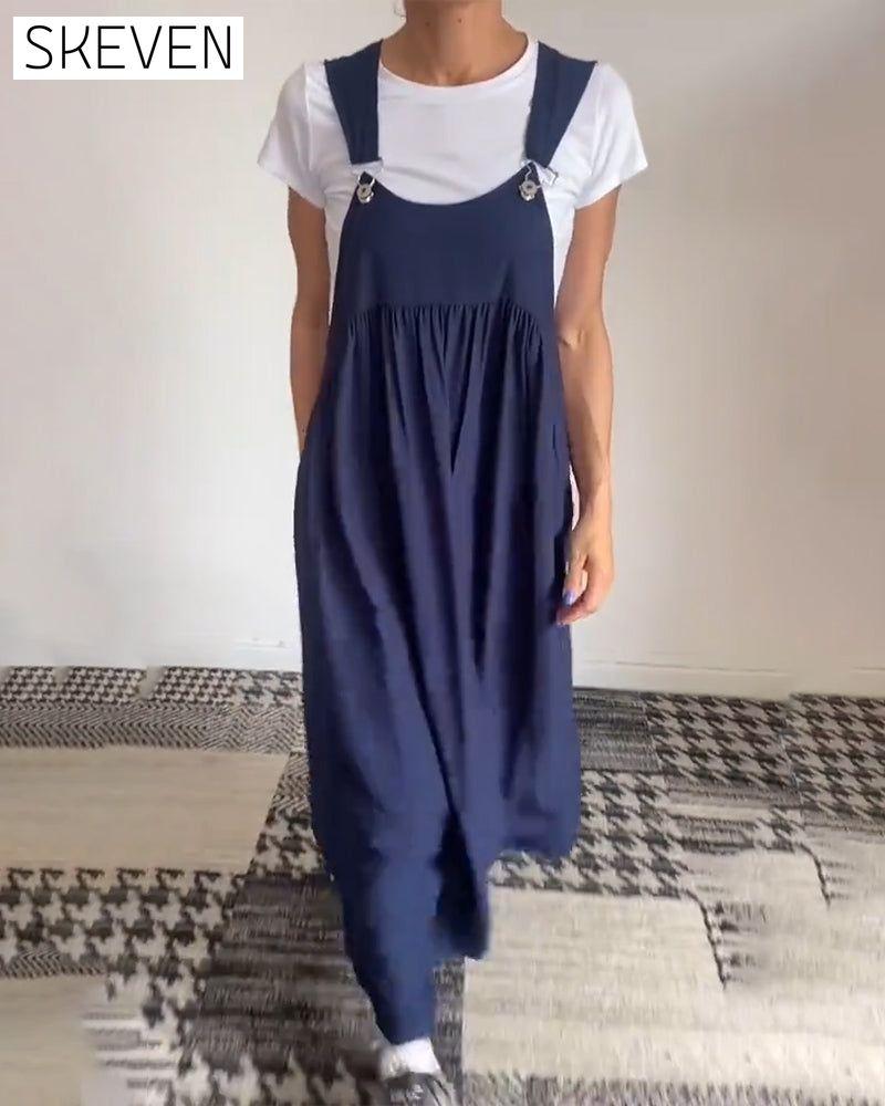 Lässiges einfarbiges Trägerkleid
