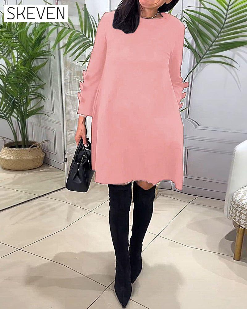 Casual Knee Length Dress with Long Sleeve