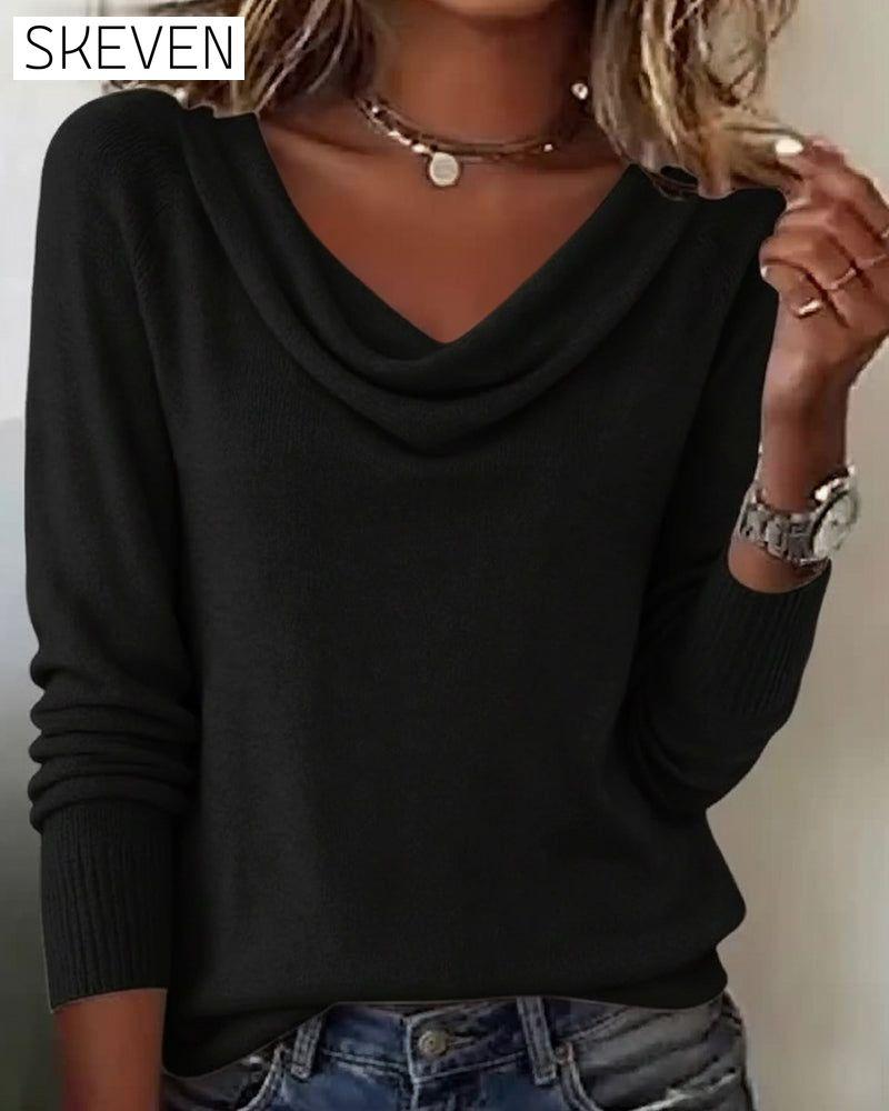 Fashionable Long-Sleeved Pile Collar Jumper