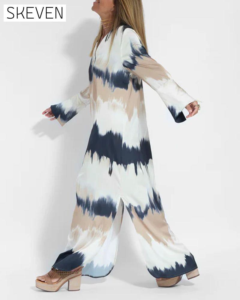 robe à manches longues et col en V