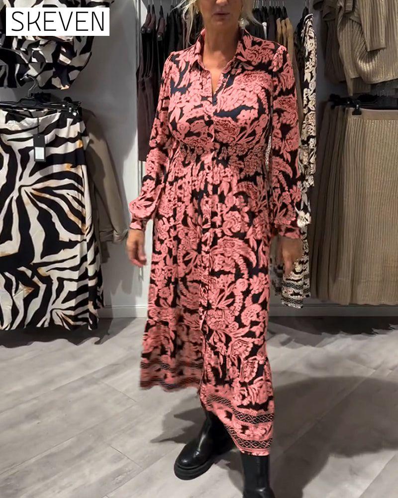 Robe à revers imprimé