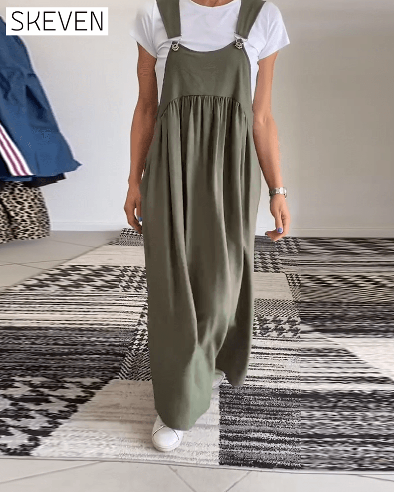 Lässiges einfarbiges Trägerkleid