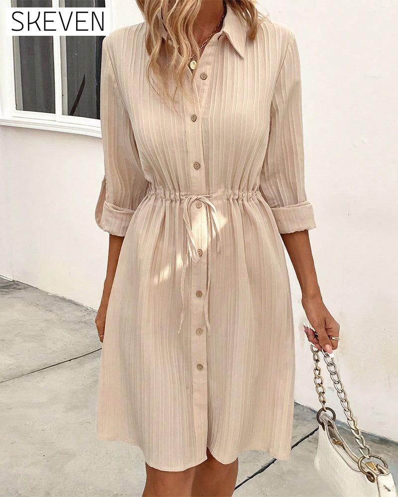 Solid color shirt dress