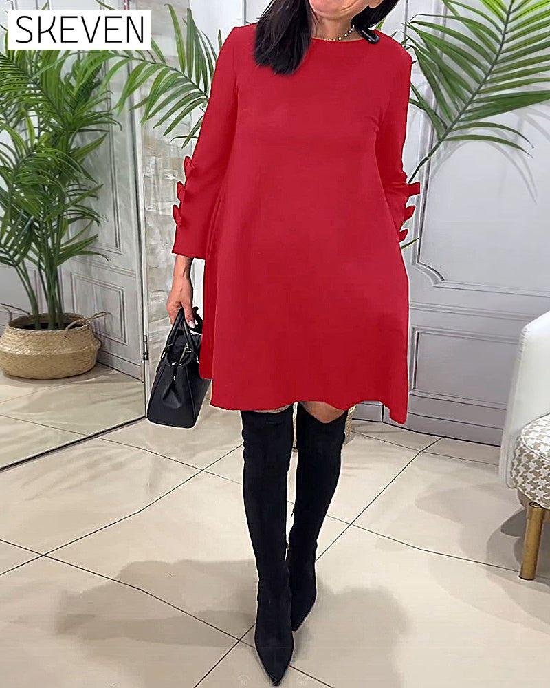Casual Knee Length Dress with Long Sleeve