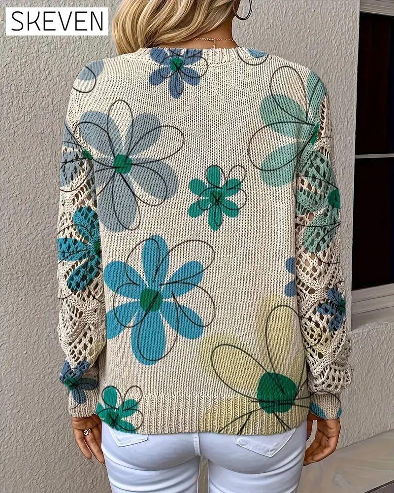 V-Neck Openwork Knit Jumper