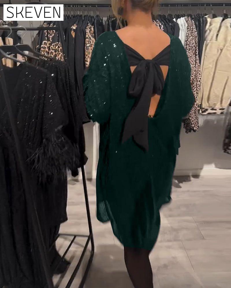 Elegantes rückenfreies Paillettenkleid mit Trägern