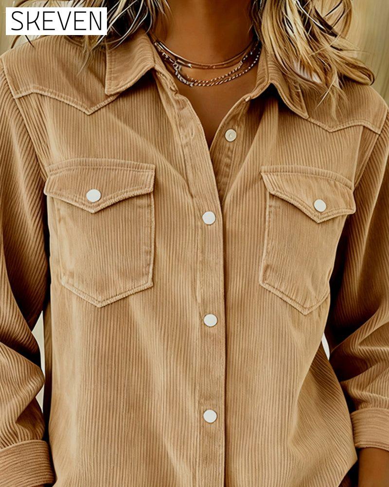 Long-Sleeved Lapel Button-Down Shirt