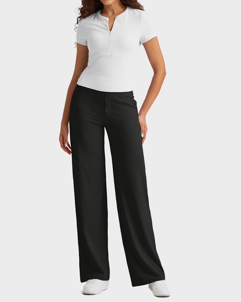 Women's High Waist Stretch Casual Yoga Wide Leg Pants