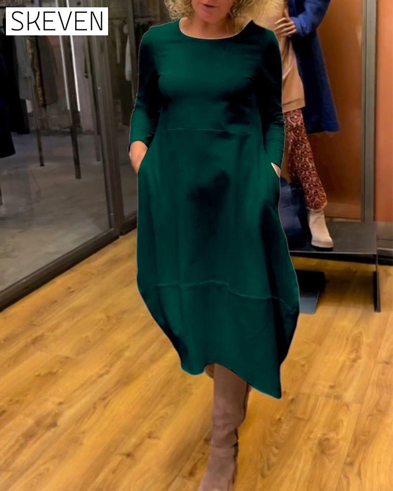 Elegant Solid Color Dress