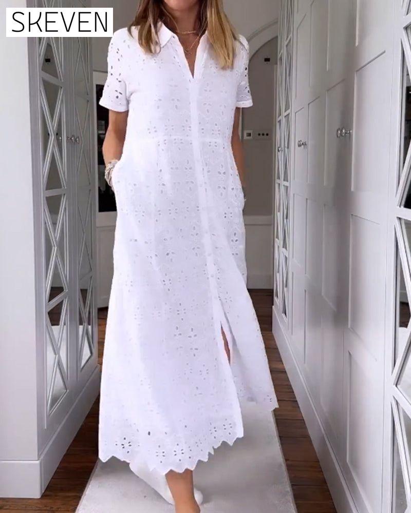 Fashion solid color pocket dress 23BF Casual Dresses Clothes Dresses Spring Summer