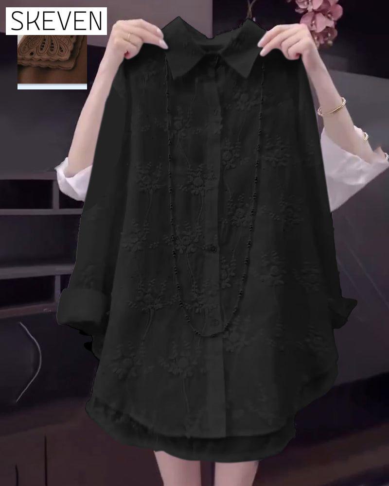 Solid Embroidered Drop Shoulder Shirt