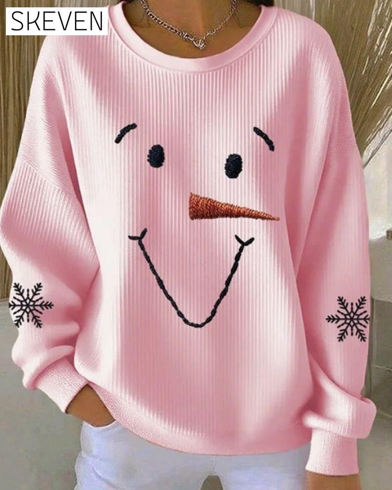 Snowman Printed Round-Neck Sweatshirt